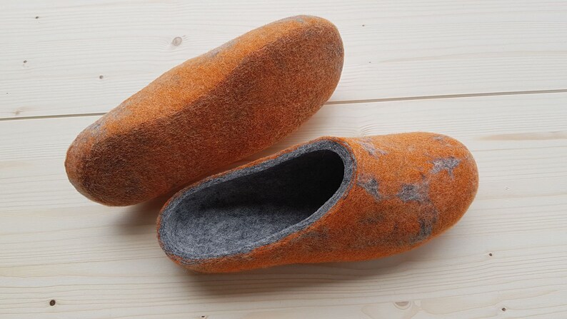 Handmade eco friendly felted slippers from natural wool grey womens felt slippers christmas gift image 4