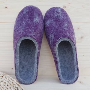 Handmade eco friendly felted slippers from natural wool grey womens felt slippers christmas gift image 7