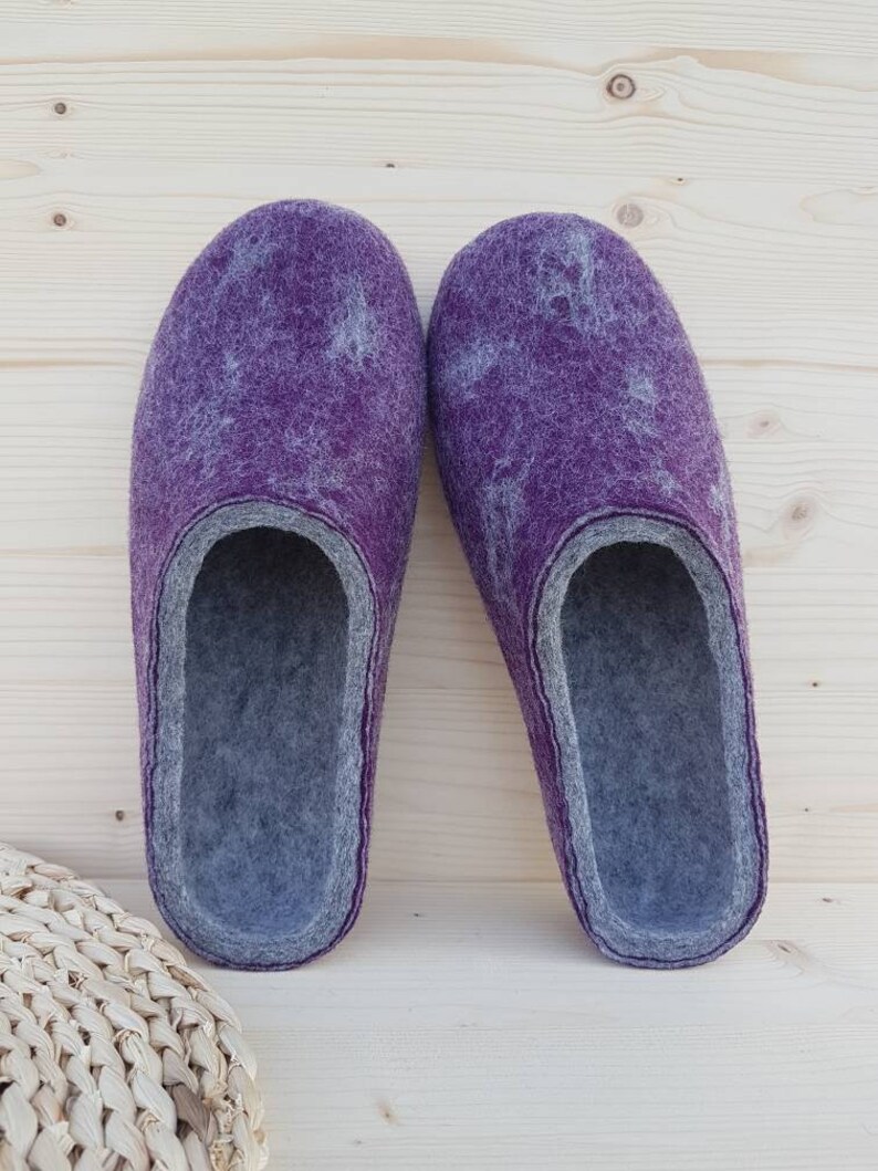 Handmade eco friendly felted slippers from natural wool grey womens felt slippers christmas gift image 7