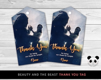 Etykiety z podziękowaniami z filmu Piękna i Bestia, drukowane etykiety z upominkami (do pobrania w wersji cyfrowej)