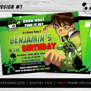 Ben10 Invitations, Ben10 Invitation, Ben10 Invitation, Ben10Birthday, Ben10 Party, Ben10 Card, Ben10 Printables, Custom + Thank You Card
