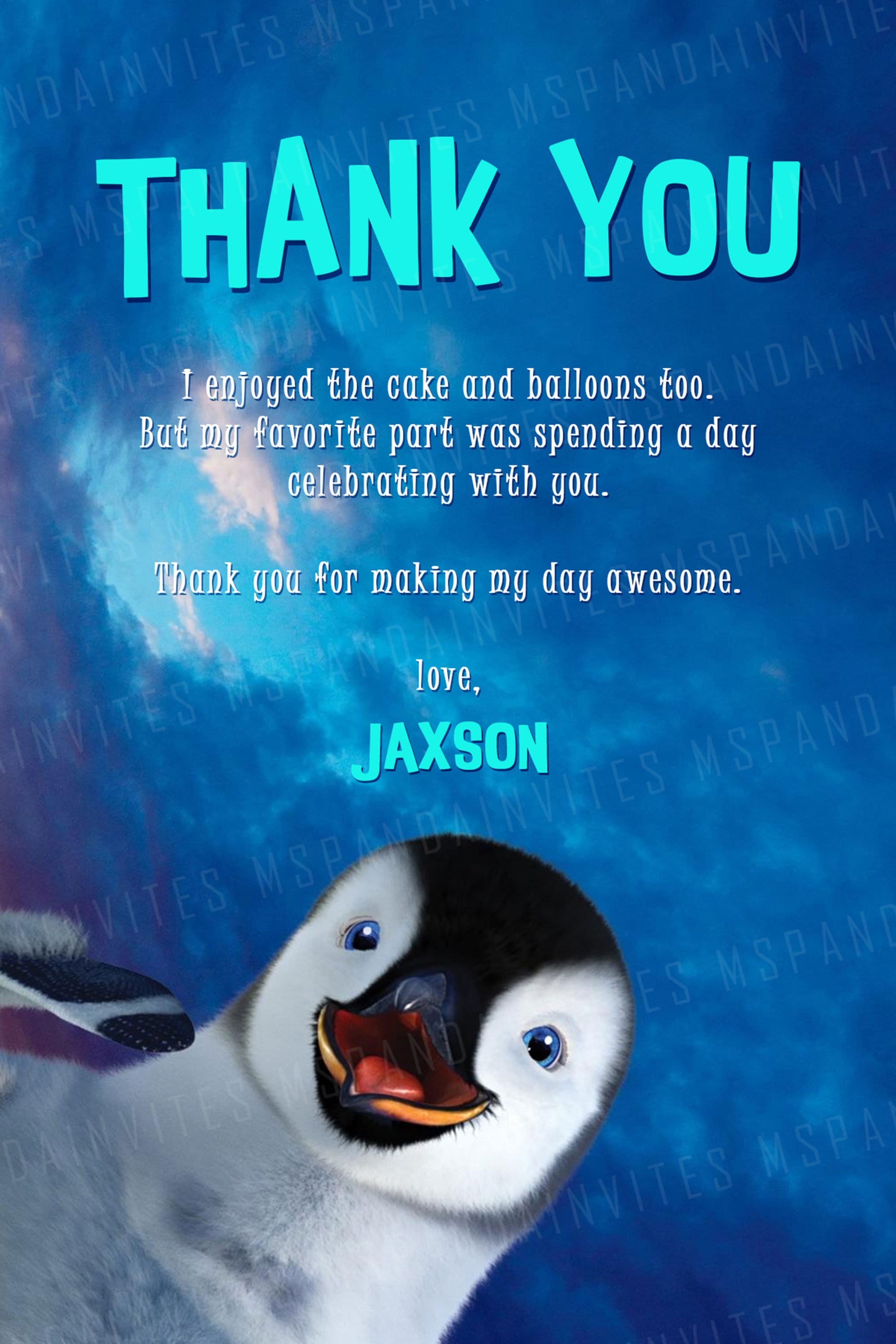 Happy Feet Invitation, Happy Feet Birthday, Happy Feet Party, Happy