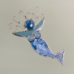 Mermaid Suncatcher, Stained Glass Blue Mermaid