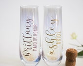 Personalized bridal party champagne flute decals - Bridesmaid Gifts