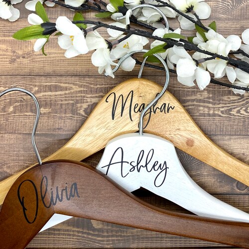 Custom Name Decals for Wood Hanger Bridal Party Decals Etsy