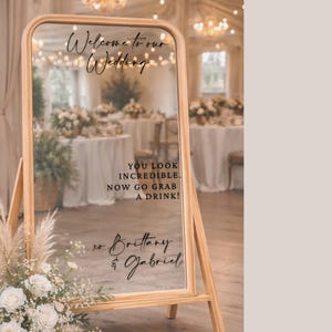 Wedding Mirror Decal, Custom Welcome Sign Sticker, Personalized Selfie Mirror Sign, Reception Entrance Decor, DIY Wedding Vinyl image 12
