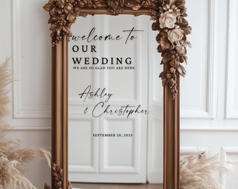Wedding Welcome Mirror Decals: Custom Vinyl Stickers | Wedding Entry Sign