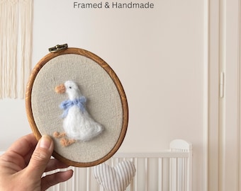 Handmade Vintage Goose Nursery Wall Art | Framed Rustic Baby Room Decor | Woodland Farm Nursery | Baby Shower Gift