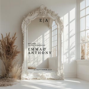 Custom Wedding Mirror Decals: Welcome Selfie Sign, Removable Vinyl