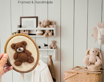 Handmade Teddy Bear Nursery Wall Art | Framed Rustic Baby Room Decor | Woodland Farm Nursery | Baby Shower Gift