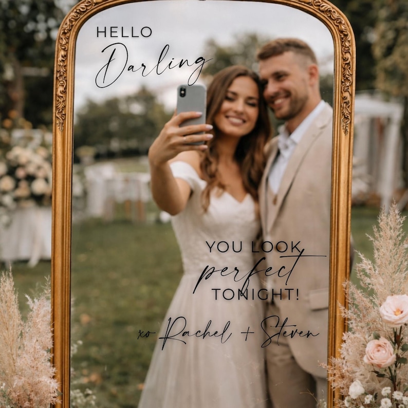 Wedding Mirror Decal, Custom Welcome Sign Sticker, Personalized Selfie Mirror Sign, Reception Entrance Decor, DIY Wedding Vinyl image 10