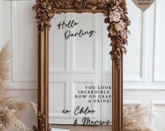 Wedding Mirror Welcome Sign Decal | Custom Vinyl | DIY Wedding Welcome Sign | Wedding Entrance Mirror | ROMANTIC CHARM Font Style