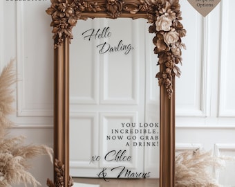 Wedding Mirror Welcome Sign Decal | Custom Vinyl  DIY Wedding Welcome Sign | Wedding Entrance Mirror FLEETING VEIL Font Style