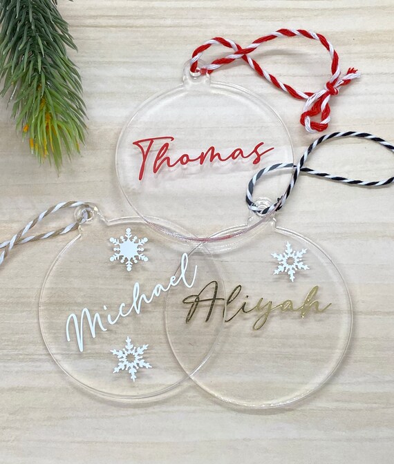 Personalized Acrylic Christmas Tree or Stocking Ornaments Etsy
