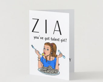 ITALIAN Birthday Card For ZIA | Instant Digital DOWNLOAD| Greeting Card||Birthday| Funny Birthday message for pasta loving People
