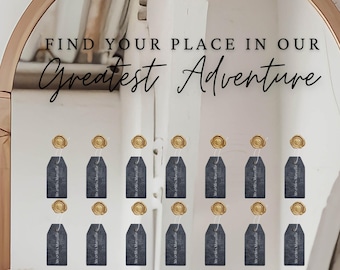 Custom Wedding Seating Chart Header: Vinyl Decal for Mirror/Acrylic/Archway | Find Your Seat in our Greatest Adventure