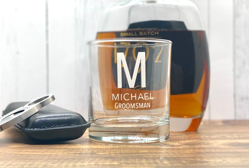 Personalized Groomsman DECALS for Whiskey glasses Beer steins CUSTOMIZE your Bridal party Glasses Great Gift idea for Wedding Party image 1