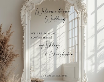 Wedding Mirror Welcome Sign Decal, Custom Mirror Sign Vinyl Lettering, DIY Wedding Welcome Mirror