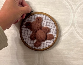 Felted  Vintage Teddy Bear Nursery Wall Art Handmade Wall Decor Gift