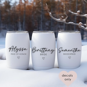 Personalized Wine Tumbler Decals: Custom Wedding Party Stickers