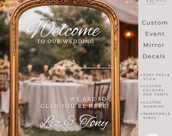 Custom Wedding Mirror Decal — Mirror Welcome Sign Sticker — Selfie Mirror Sign — Personalized Event Entrance Decor