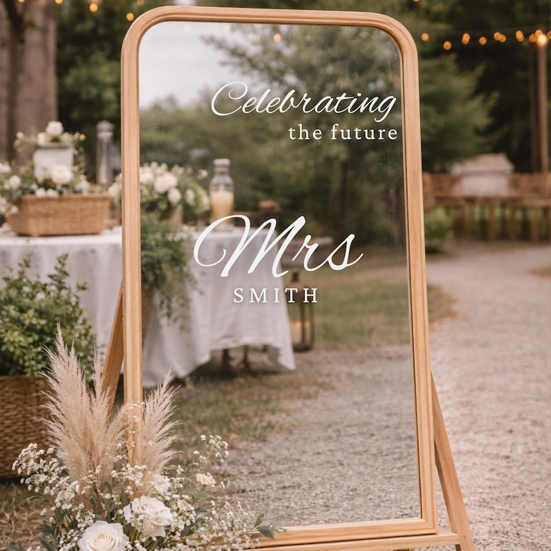 Wedding Mirror Decal, Custom Welcome Sign Sticker, Personalized Selfie Mirror Sign, Reception Entrance Decor, DIY Wedding Vinyl image 17