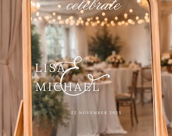 Wedding Mirror Welcome Sign Decal, Custom Sign Vinyl Lettering, DIY Wedding Welcome Mirror, Tonight We Celebrate, Acrylic wedding sign decal