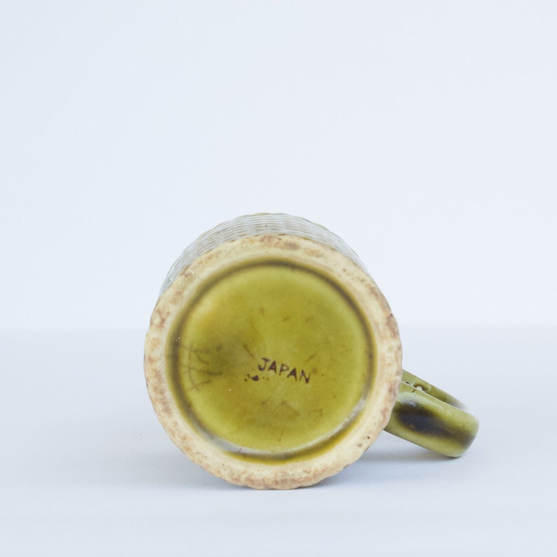 Vintage Olive Green Coffee Mug with Basketweave Texture image 3