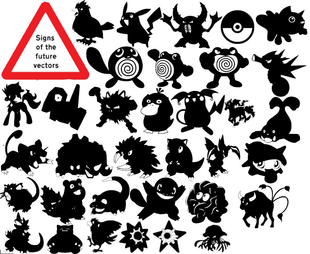 150 Pokemon SVG silhouettes. 150 first generation pokemon | Etsy