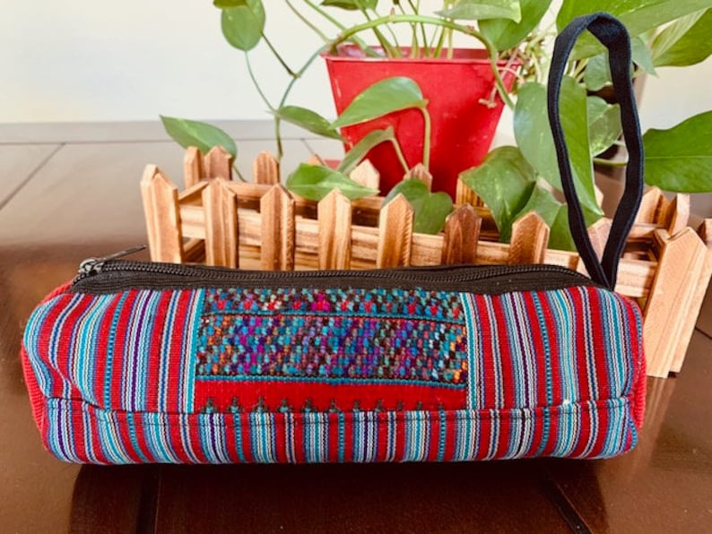 Guatemalan Beautiful Pencil Makeup Bag Handcrafted Vibrant Colors