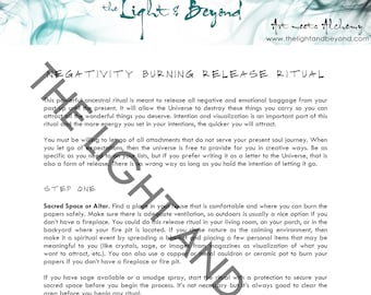 Negativity Burning Release Ritual - Digital PDF Download with BONUS Daily Gratitude Worksheet