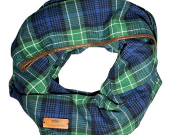 Couverture de voyage de luxe, la meilleure couverture de voyage, couverture tube de voyage, couverture de voyage en avion, accessoire Elevate pour tenue, bleu tartan (texan)