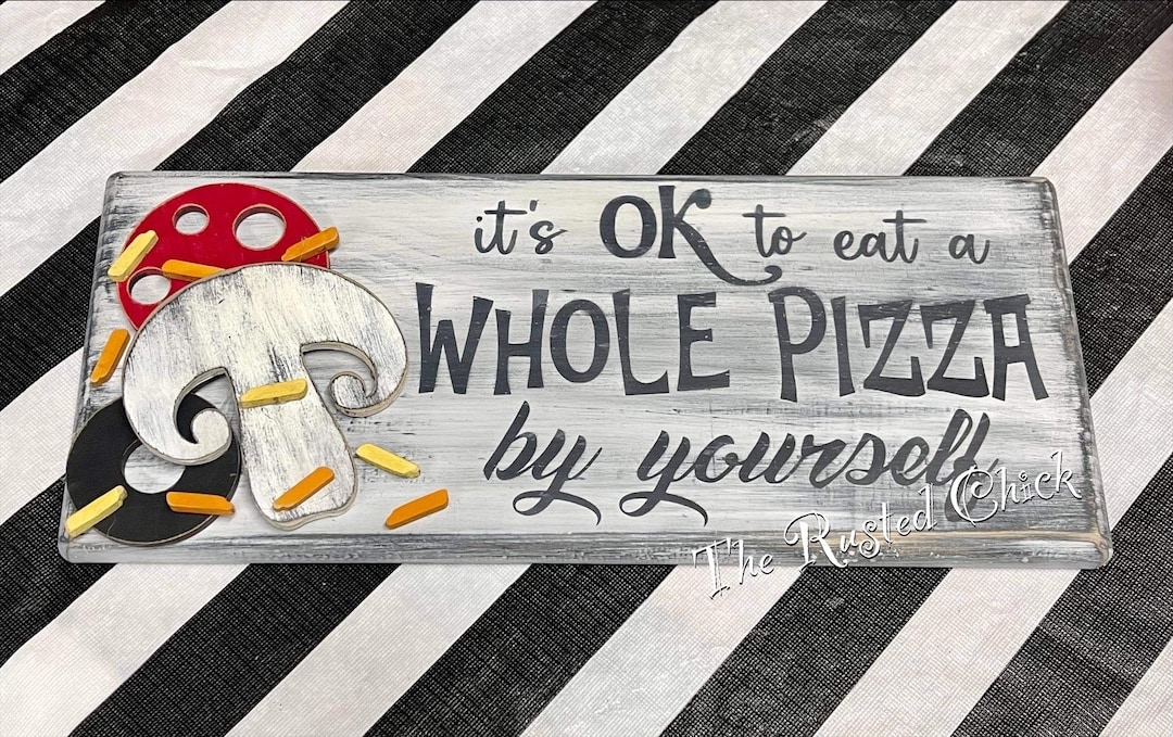 PIZZA Sign, Party Sign, Fun Sign, Pepperoni Sign, Handmade Sign