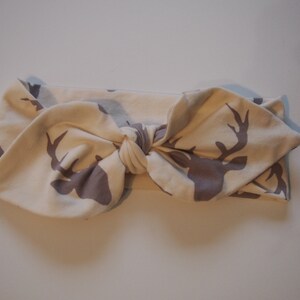Buck Print Headband, Topknot Headband, Baby Headband, Bow Head Wrap