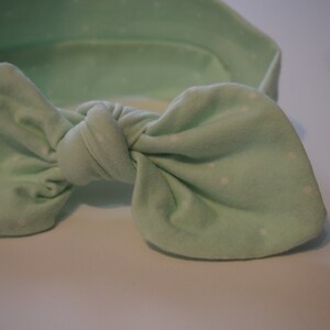 Mint Polka Dot Headband, Baby Topknot Headband, Topknot Bow Headband, Head Wrap