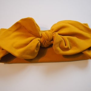 Mustard Yellow Headband, Baby Topknot Headband, Bow Head Wrap