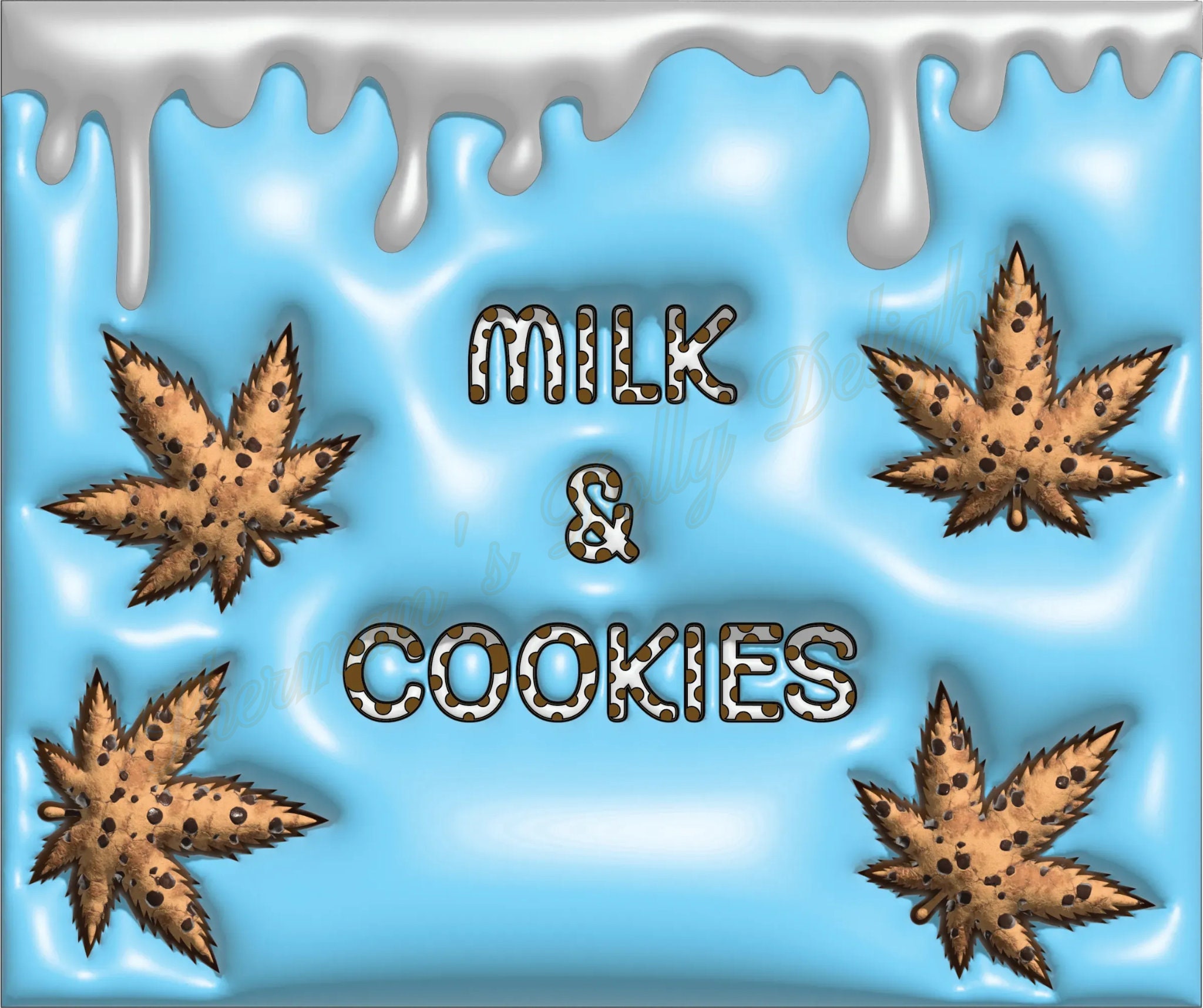 Inflated Marijuana Weed Cookies & Milk 20oz Png 3D Tumbler Etsy