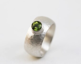 PERIDOT.Bague en Argent fin mat