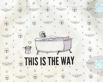 Este es el bolso Way Star Wars - Tote mandaloriano de doble cara - Grogu The Child Book Bag - Broma divertida de papá - Bolso de hombro de lona de Disneyland