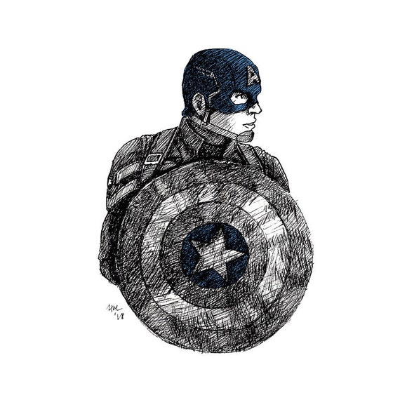Captain America Art Avengers Fanart Steve Rogers Print Chris Evans
