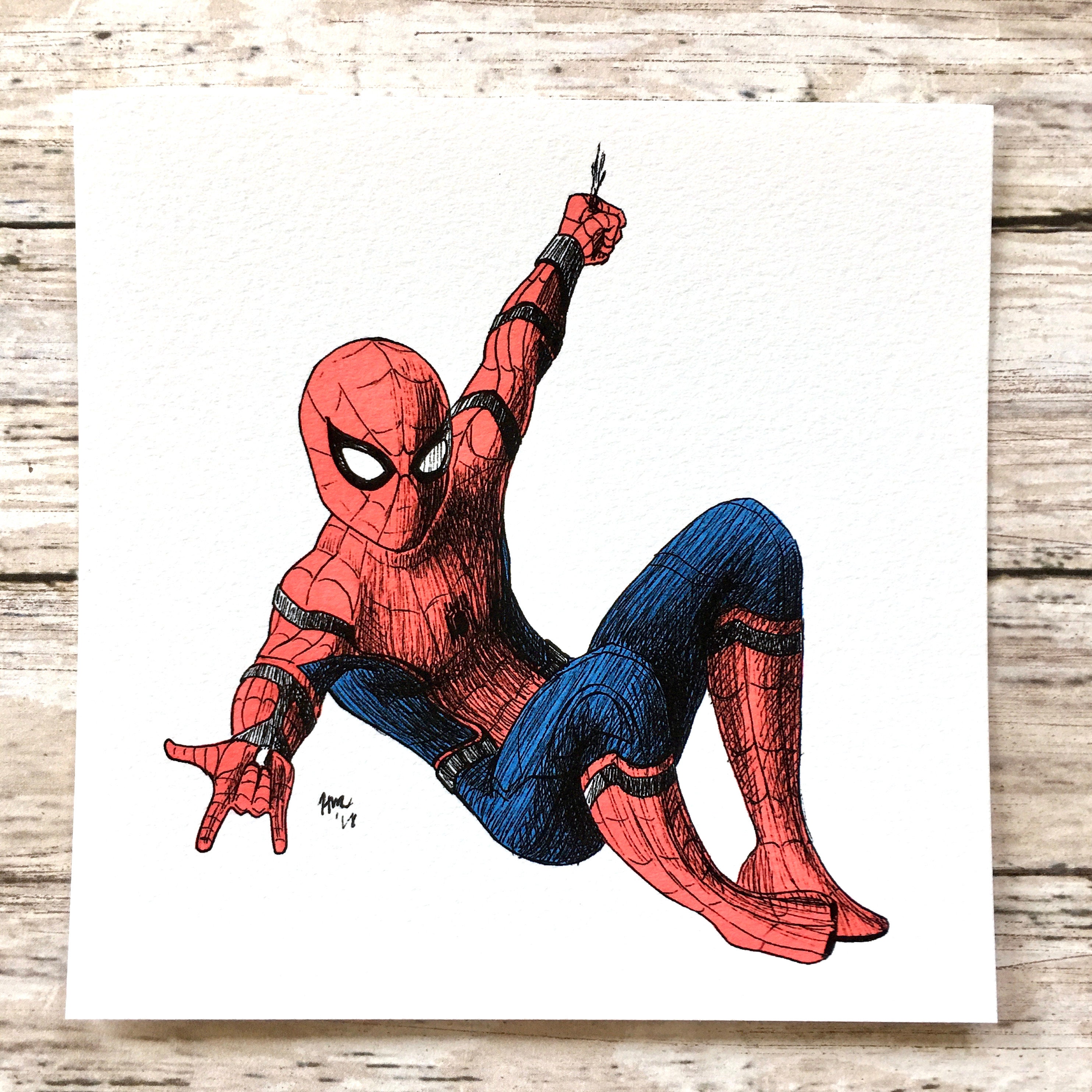 Cartel de Spider-Man Tom Holland Print Spiderman Pen - Etsy España