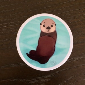 Sea Otter Vinyl Sticker - Baby Sea Otter Decal - Baby Otter Stickers - Blue Egg Adventures - Original Character - Nixie Sticker