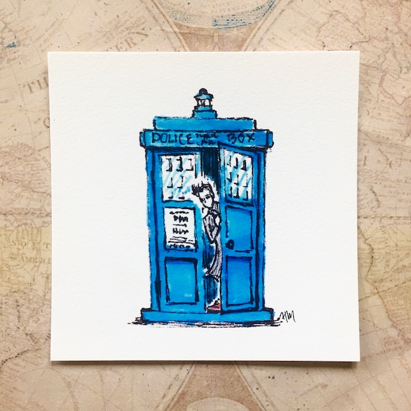 Doctor Who Print - 10th Doctor Artwork - Bad Wolf Art - TARDIS Painting - Tenth Doctor Art Print - Allons-y Doctor - David Tennant Art