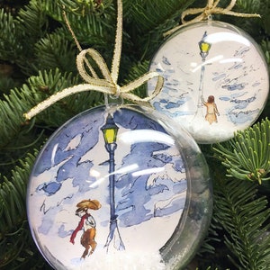 Homemade Ornaments - Narnia - Lucy and Mr. Tumnus - White Witch - Aslan - Jewel and Tirian - Lamppost - Globe Ornament - Snow Ornament