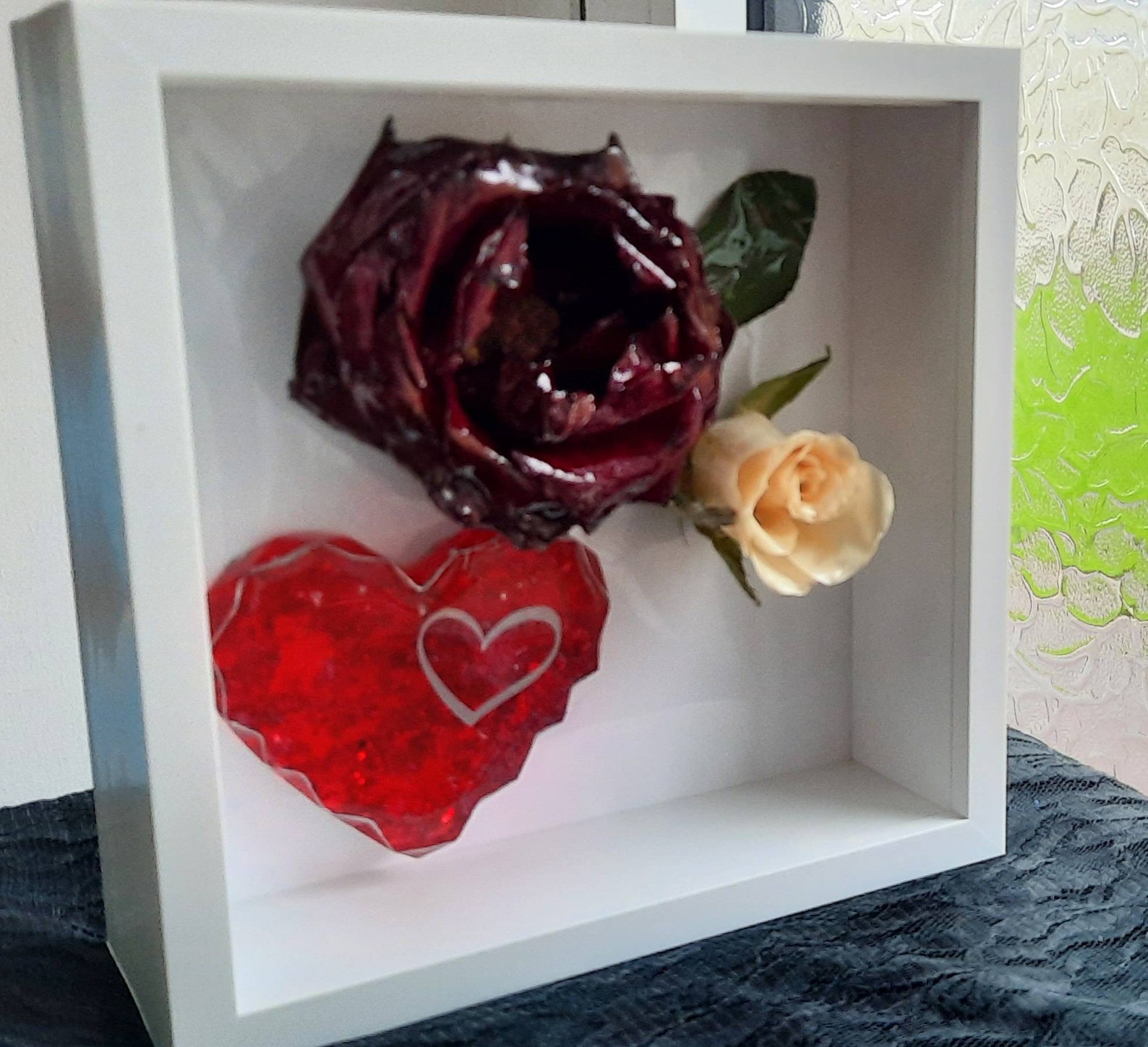 Preserved 3D Dried flower Deep shadow box resin personalised | Etsy Preserved 3D Dried flower Deep shadow box resin personalised | Etsy