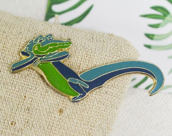 Badges crocodile - animal Badges - Pins vintage 80s - collar pin - enamel brooch - brooch grunge - funky - rock Badges