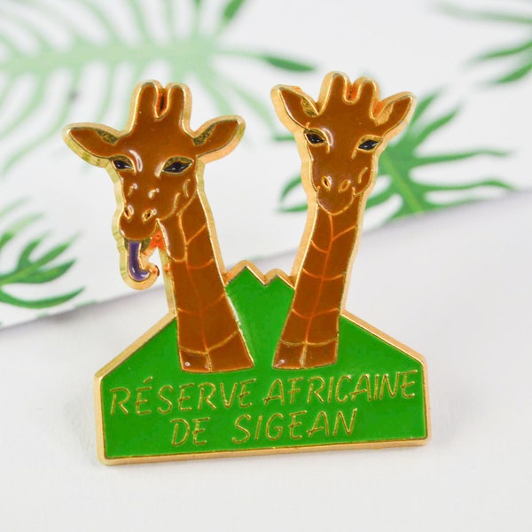 Pins Girafes, Protection animaux, Réserve africaine du Sigean, animal, Pins safari, savane africaine Tchad, foret, nature, vintage années 90