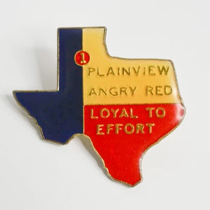 Pins vintage slogan "Plainview Angry Red, Loyal to effort" état américain, broche métal funky rock&roll, motard épinglette insigne