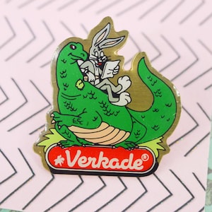 Bugs Bunny Looney Tunes Pins, Rabbit with a dragon, "Verkade" dinosaur, sign lapel pin cartoon movie comics pins 80s / 90s