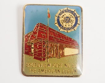 funky metal rock /& roll brooch Vintage pins slogan broadview post n 625 the american legion American post army biker badge pin